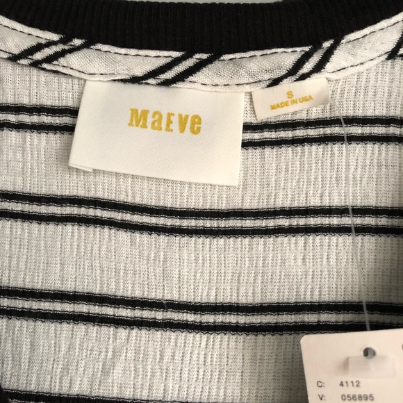 NEW Maeve B&W Striped Ribbed Top - Picture 5 of 5